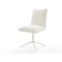 DELIFE Draaistoel Lelio-Flex bouclé zacht beige kruispoot wit 360° draaibaar rocker-functie pocketveer kern