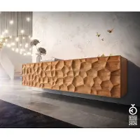 DELIFE Tv-meubel Solu 175 cm acacia natuur 2 deuren 2 laden zwevend 3D-front