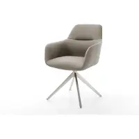 DELIFE Draaistoel Pejo-Flex echt leer mud kruisframe breed roestvrij staal 360° draaibaar rocker-functie pocketveer kern