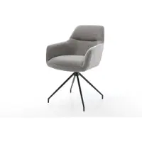 DELIFE Eetkamerstoel Pejo-Flex zachte stof met structuur grijs kruisframe conisch zwart pocketveer kern