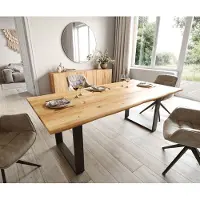 DELIFE Eettafel Edge 200x100x2,5-3 eiken natuur skid zwart Live-Edge