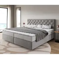 DELIFE Boxspring bed Dream-Great Microvezel grijs 200x200 cm met pocketveringmatras en visco-topper