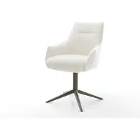 DELIFE Draaistoel Alja-Flex met armleuning bouclé zacht beige kruispoot afwerking met titanium 360° draaibaar rocker-functie pocketveer kern