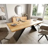 DELIFE Eettafel Edge 200x100x2,5-3 eiken natuur V-frame staal zwart Live-Edge