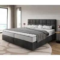 DELIFE Boxspring bed Dream-Fine Microvezel antraciet vintage 200x200 cm met pocketveringmatras en visco-topper