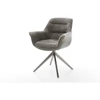 DELIFE Draaistoel Kaira-Flex bouclé zacht mud kruisframe breed grafiet 360° draaibaar rocker-functie