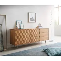 DELIFE Dressoir Fevo 175 cm acacia natuur 2 deuren 3 laden L-poot