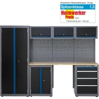 TRUTZHOLM - Modulaire Werkplaatswand - 13-Delig - Staal - Geperforeerde Wand - Werkbank - Werkplaatskastsysteem Inrichting