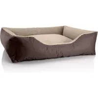 BedDog hondenbed TEDDY, hondenbank, wasbaar hondenbed met rand, hondenkussen, MELANGE (bruin/beige), (XL), ongeveer 100x85x23 cm
