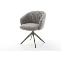 DELIFE Draaistoel Caja-Flex met armleuning bouclé zilver grijs kruisframe breed afwerking met titanium 360° draaibaar rocker-functie pocketveer kern