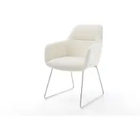 DELIFE Eetkamerstoel Pejo-Flex bouclé wit slipframe roestvrij staal pocketveer kern