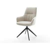 DELIFE Draaistoel Zelia-Flex met armleuning geweven stof beige kruisframe breed zwart 360° draaibaar rocker-functie pocketveer kern