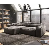 DELIFE Hoekbank Sirpio XL 270x170 cm microvezel kaki bruin recamiere variabele met kruk