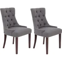 CLP Aberdeen Set van 2 eetkamerstoelen - Zonder armleuning - Hout - Stof - donkergrijs antiek