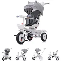 Chipolino Driewieler Futuro 2-in-1, inklapbaar, bekerhouder, muziek, licht, Polyurethanwielen, grijs