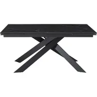 Vente-unique Verlengbare eettafel 6 tot 10 plaatsen van keramiek, gehard glas en metaal - Zwart marmereffect - COREMA van Pascal MORABITO
