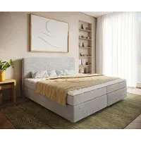 DELIFE Boxspringbed Dream-Koord zilver 200x200 cm Bonell matras PU topper