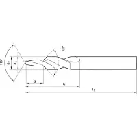 Slice Korte trapboor HSS kerngat 90grad. M4