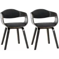 CLP Kingston Set van 2 eetkamerstoelen - Met armleuning - Stof - grijs/donkergrijs grijs