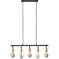 Brilliant 5-lichts hanglamp Tiffany zwart met goud