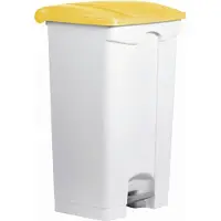 Helit Pedaalafvalbak - 90 liter - Kunststof - Wit/Geel - bxdxh 500x410x830 mm