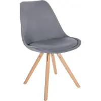 CLP Bezoekersstoel/Eetkamerstoel Sofia met stoffen bekleding en hoogwaardige vulling, lichtgrijs frame, natuurlijke kleur (rond)