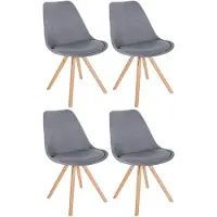 CLP Sofia Set van 4 Eetkamerstoelen - Zonder armleuning - Stof - licht grijs natura (ronde)