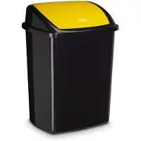 Cep afvalbak ROSSIGNOL, met duwklep, 50 L, zwart/geel