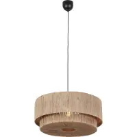 TRIO Japandi hanglamp zwart met bruin touw 60cm - Smilla