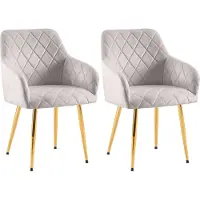 CLP Monett Set van 2 eetkamerstoelen - met armleuning - klassiek - metalen frame - Velvet - goud/grijs