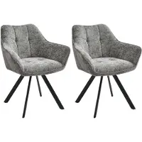 CLP Scott Set van 2 eetkamerstoelen - Draaibaar 180°- Metalen Frame - Terugdraaifunctie - Comfortabele Zitting - Modern Design - Stof/donkergrijs