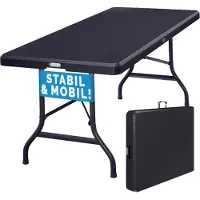 Casaria Tuintafel Zwart Rotan 180x75x73cm inklapbaar