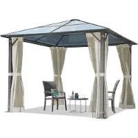TOOLPORT Tuinpaviljoen 3x3m, Hardtop, 4 zijwanden, beige
