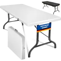 Kesser Inklapbare Tafel 183x76x74cm Vouwtafel - Campingtafel Kunststof - Klaptafel Geschikt voor 8 Personen voor Tuin, Terras en Balkon inclusief Draaggreep - Wit