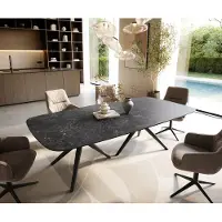 DELIFE Eettafel Edge Boot 240x120 cm Keramiek Laminam Nero Greco Anthrazit Estelar rond Metaal Zwart