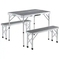 Casaria Picknicktafel met Stoelen Set 3-delig Grijs Inklapbaar