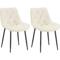 CLP Wallace Set van 2 eetkamerstoelen - Zonder armleuning - Metalen frame - Vloerbeschermers - Velvet - Fluweel/creme