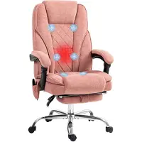 Vinsetto -Bürostuhl mit Massagefunktion-Polyester, Stahl-72L x 67B x 111-119H cm-Rosa