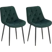 CLP Wallace Set van 2 eetkamerstoelen - Zonder armleuning - Metalen frame - Vloerbeschermers - Velvet - Fluweel/groen