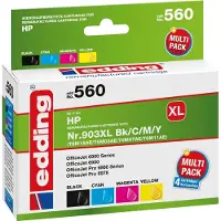 Edding EDD-560 Inktpatronen, multipack: zwart, cyaan, magenta, geel