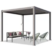TOOLPORT Pergola 3x3 m, lamellendak, zilvergrijs