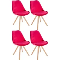 CLP Sofia Set van 4 Eetkamerstoelen - Zonder armleuning - Velvet - Fluweel - rood natura (ronde)