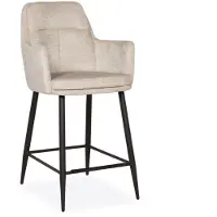 Bommel Wonen Barstoel Emilia - zithoogte 65 cm - velvet Movie Naturel - armleuning - poot zwart