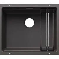 BLANCO ETAGON 500-U voor gekleurde componenten, inbouwspoel van SILGRANIT in de kleur felsgrau, vanaf 60 cm, zonder afvoerbediening, met accessoires