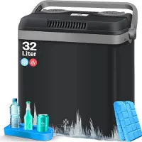 Kesser 32L Thermo Elektrische Koelbox voor warm houden en koelen | Coolbox / 12V, 230V Stekker, Minikoelkast, Thermo-elektrische Warmhoudbox / met ECO-modus - Zwart