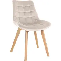 CLP Brook Eetkamerstoel - Hout frame - Fluweel - Velvet - creme