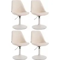 CLP Set van 4 eetkamerstoelen Maverick, kunstleer, draaibaar en traploos verstelbaar, crème kleurig, met een wit frame