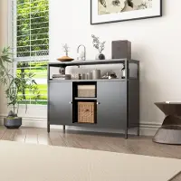 Mein-Regal ladekast zwart Sideboard Mesh - smalle metalen ladekast - tv-meubel met opbergruimte en schuifdeur, vitrinekast voor boeken en decoratie - past in de woonkamer, slaapkamer, kantoor