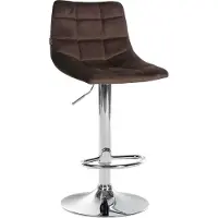 CLP barkruk Jerry, bekleed met fluweel, in hoogte verstelbaar en 360 graden draaibaar | Kleur: bruin. Frame: chroom
