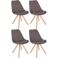 CLP Sofia Set van 4 Eetkamerstoelen - Zonder armleuning - Stof - taupe natura (vierkant)